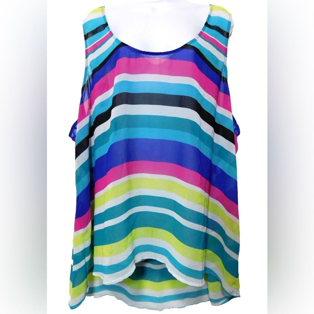 Torrid Womens Sleeveless Colorful Stripe Chiffon Swing Tank Top‎ Plus Size 3 3XL
